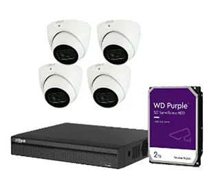 Dahua 4 Channel 8MP NVR with 4 Dahua 6MP Turret Cameras & 2TB Surveillance Hard Drive
